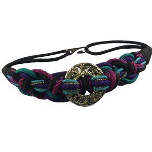 VINTAGE 80s 90s Women's Belt Woven Braided Fabric Cord Stretchy 29 Inch Waist